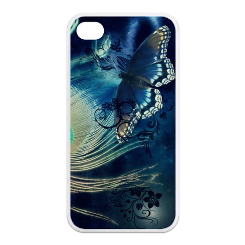 butterfly with the peacock Case for Iphone 4,4s (TPU)